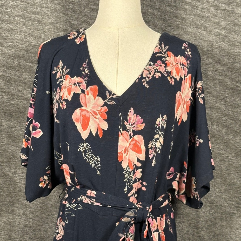 J.Jill Botanical Brunches Navy Blue Floral Button Front Midi Dress Medium - Picture 5 of 16